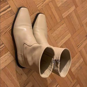 Leather heeled cowboy ankle boots